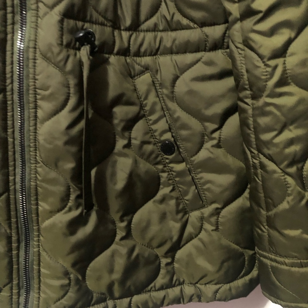 French Connection Puffer Olive Green Jacket with cap for Women - Picture 7 of 9